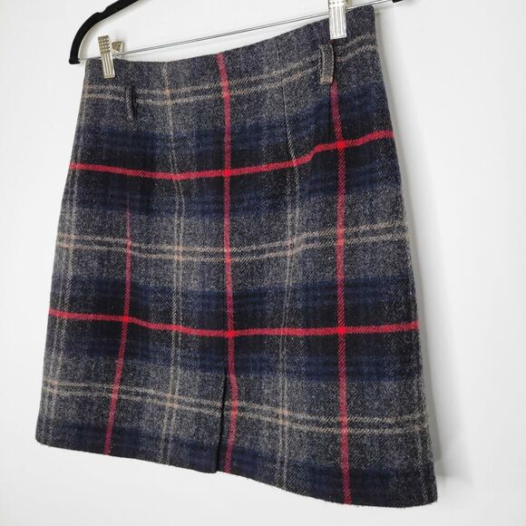 Vintage EDDIE BAUER Plaid Wool Mini Skirt Sz 12 Lined Preppy Punk Goth Y2K - Picture 5 of 8
